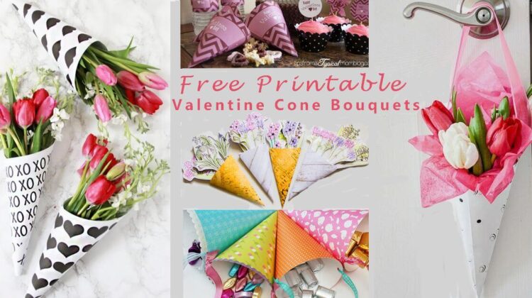 variety of printable valentine cones